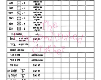 Yardzee printable Etsy picture about Yardzee Printable known as Yardzee printable Etsy